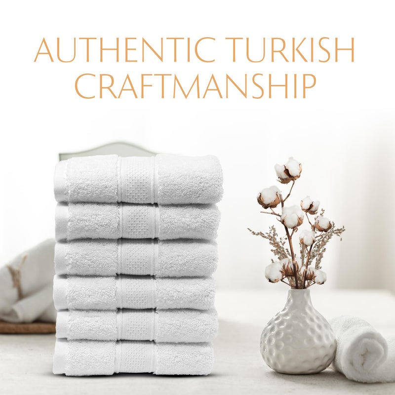 MAURA White Hand Towels for Bathroom. Luxury Turkish Cotton Bath Hand Towels Set of 6. Ultra-Soft, Thick & Plush - White - Image 4